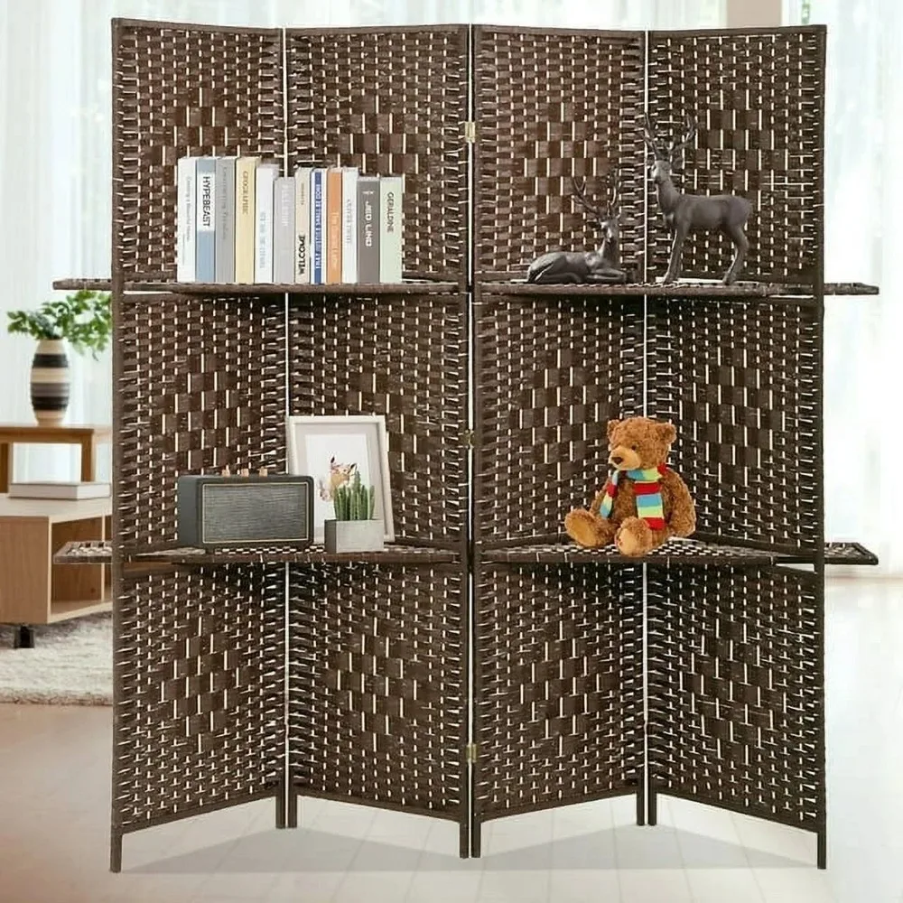 Wooden Room Divider 4 Panels Folding Individual Partitions with Removable Storage Shelves for Home Office, Brown
Wooden Room Divider 4 Panels Folding Individual Partitions with Removable Storage Shelves for Home Office, Brown