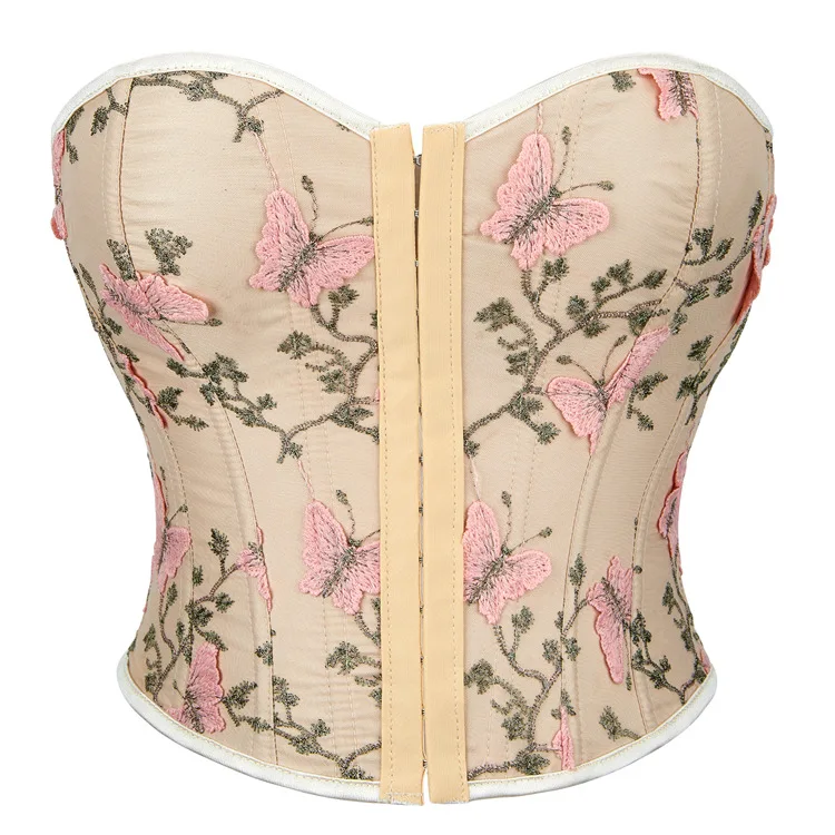 Women Butterfly Embroidery Corset Sexy Strapless Overbust Corset Simple Elegant Lace-Up Bustier Flowers Pattern Corset Crop Top
Women Butterfly Embroidery Corset Sexy Strapless Overbust Corset Simple Elegant Lace-Up Bustier Flowers Pattern Corset Crop Top