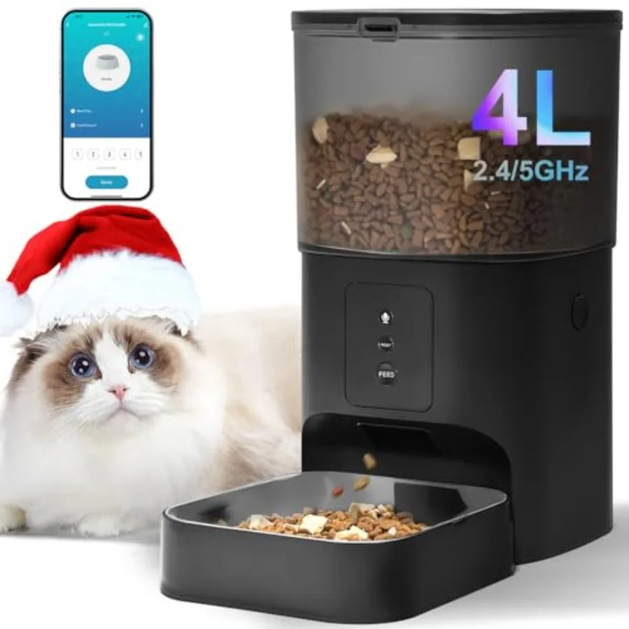 2.4G/5G WiFi Automatic Cat Feeder 4L Dry Food Dispenser with 10s Voice Recorder Timed Pet Feeder for up to 10 Meals per Day Bla
2.4G/5G WiFi Automatic Cat Feeder 4L Dry Food Dispenser with 10s Voice Recorder Timed Pet Feeder for up to 10 Meals per Day Bla