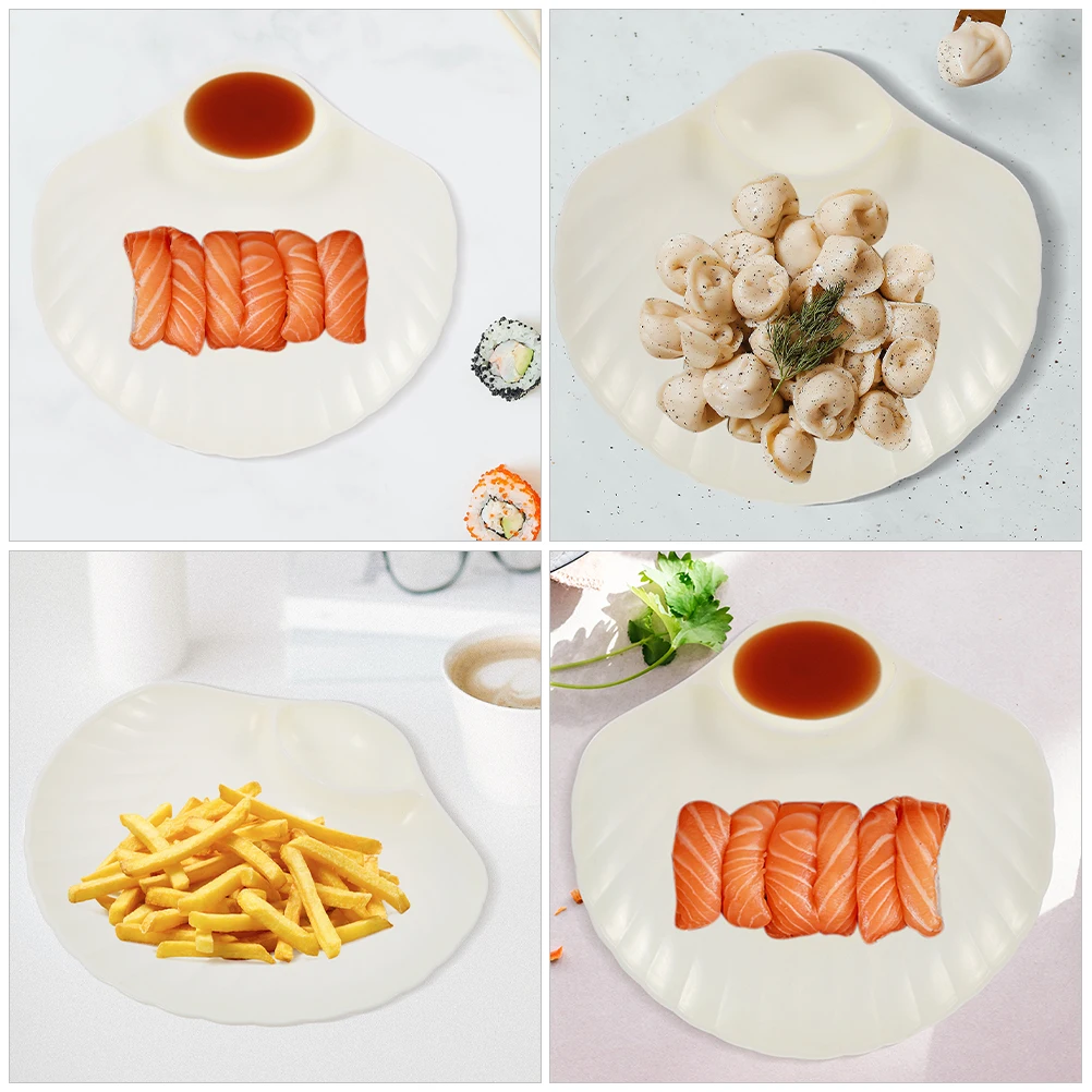 4Pcs Dumpling Plate Shell Shape Sauce Compartment Plastic Reusable Serving Plate for Sushi Serving Platter
4Pcs Dumpling Plate Shell Shape Sauce Compartment Plastic Reusable Serving Plate for Sushi Serving Platter