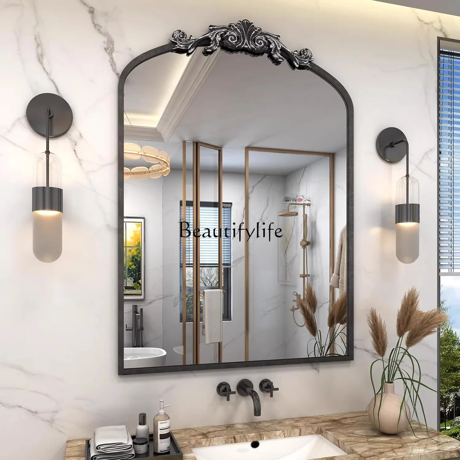 *Bathroom engraved bathroom mirror living room bedroom entrance fireplace American decorative mirror
*Bathroom engraved bathroom mirror living room bedroom entrance fireplace American decorative mirror