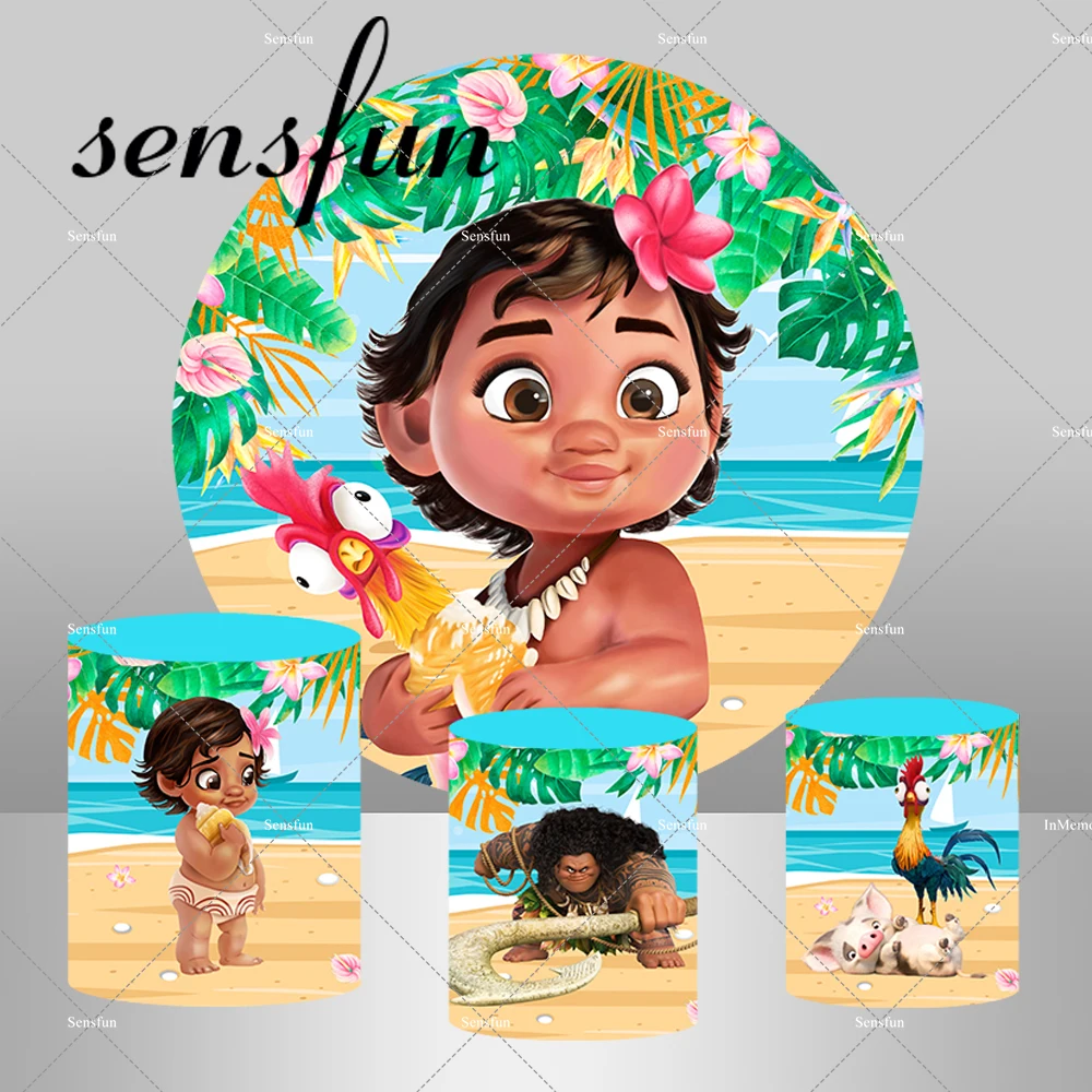 Baby Moana Princess Waialiki Maui Flower Beach Round Backdrop For Kids Happy Birthday Party Backgrounds Cylinder Covers
Baby Moana Princess Waialiki Maui Flower Beach Round Backdrop For Kids Happy Birthday Party Backgrounds Cylinder Covers