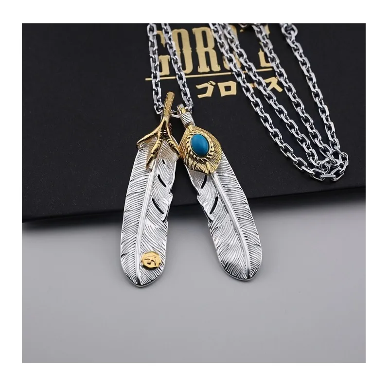 Takahashi'Goro Gold-Plated Eagle Claw Inlaid Turquoise Feather Necklace Japanese Men's Versatile Sweater Chain
Takahashi'Goro Gold-Plated Eagle Claw Inlaid Turquoise Feather Necklace Japanese Men's Versatile Sweater Chain