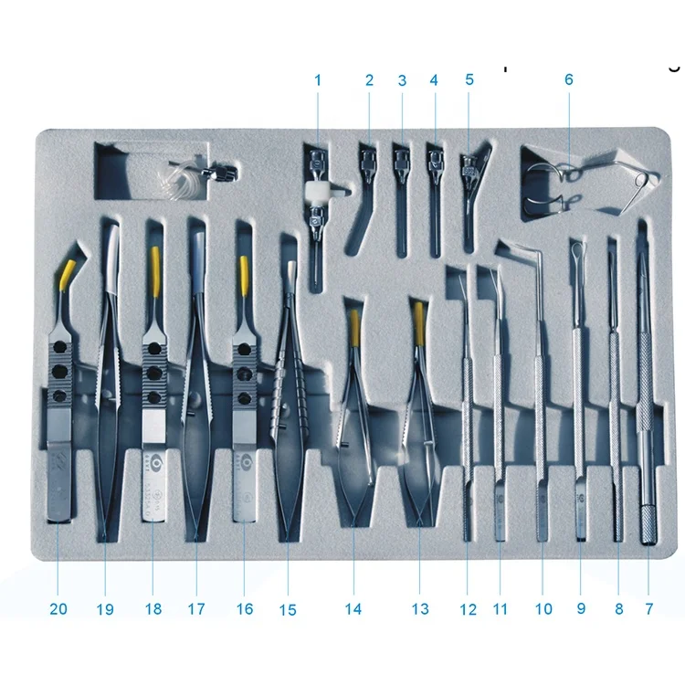 Набор микроинструментов SYX20 для хирургической имплантации внутрикулярной линзы катаракти
Набор микроинструментов SYX20 для хирургической имплантации внутрикулярной линзы катаракти