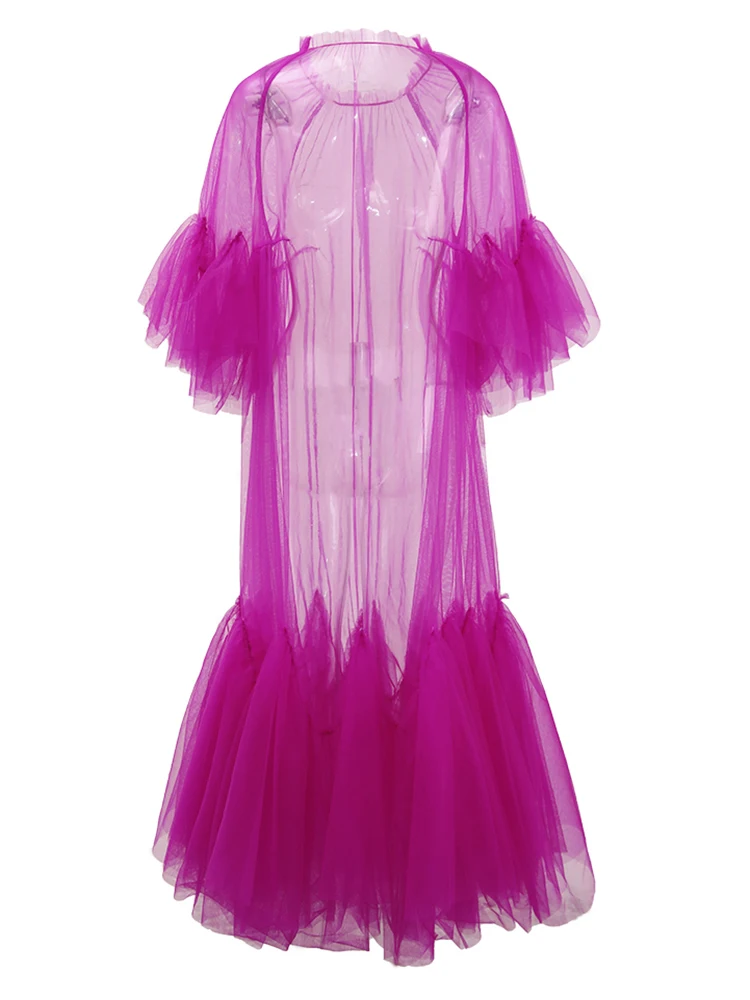 Women Purple Ruffles Mesh Perspective Big Size Long Dress New Round Neck Half Sleeve Fashion Spring Summer
Women Purple Ruffles Mesh Perspective Big Size Long Dress New Round Neck Half Sleeve Fashion Spring Summer