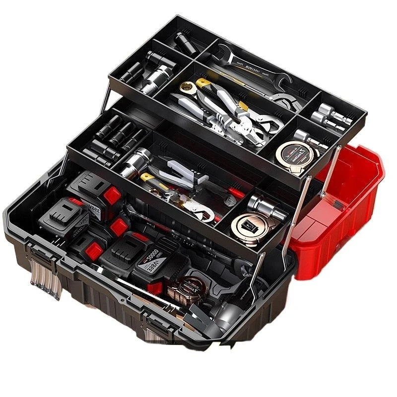 Multifunctional three-layer folding toolbox, multi-layer storage box, automotive household electrical hardware storage box
Multifunctional three-layer folding toolbox, multi-layer storage box, automotive household electrical hardware storage box