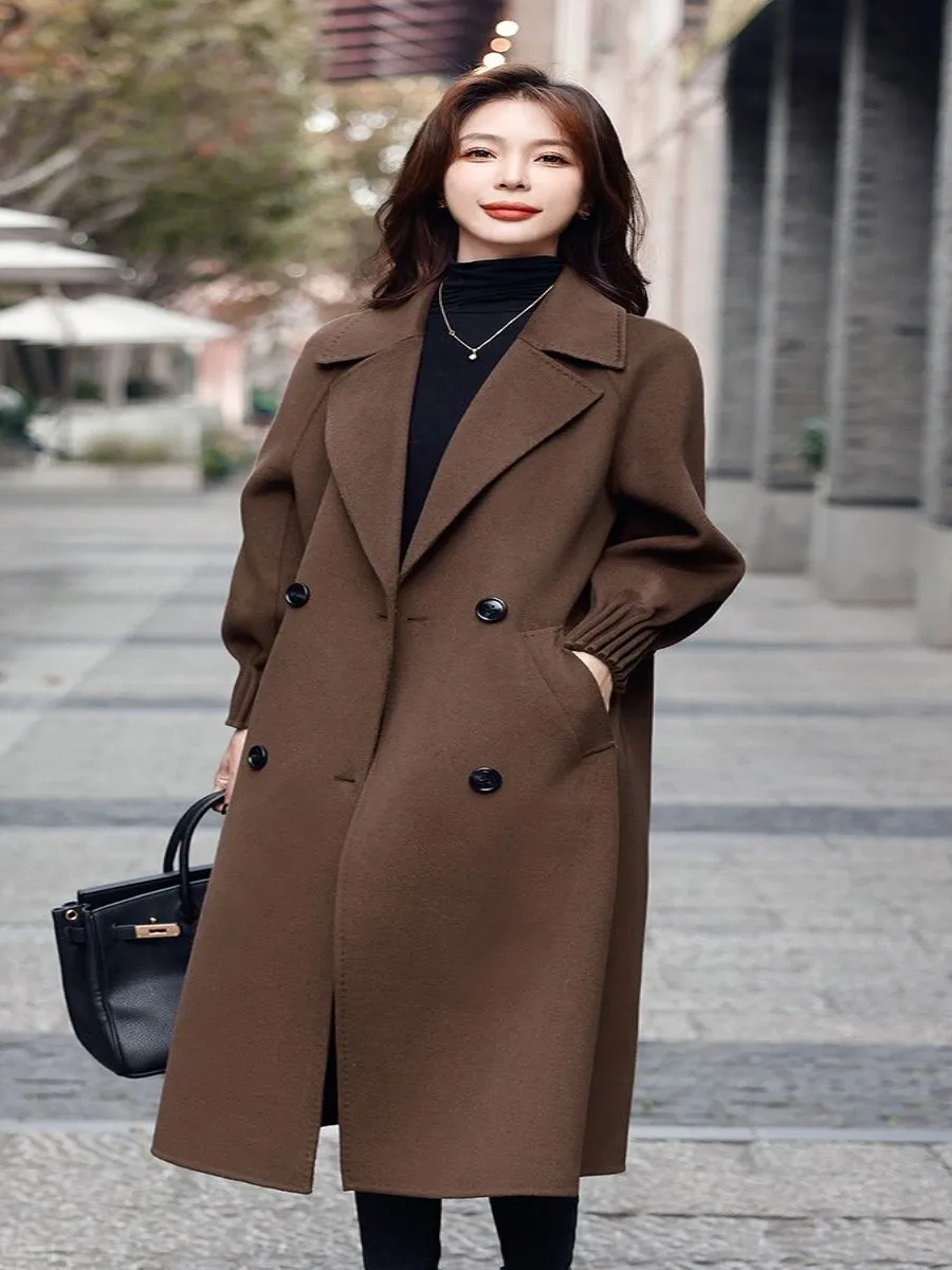 Caramel Double-Sided Woolen Coat Women's Mid-Length 2025 New Autumn Winter High-End Woolen Outerwear Ensemble
Caramel Double-Sided Woolen Coat Women's Mid-Length 2025 New Autumn Winter High-End Woolen Outerwear Ensemble