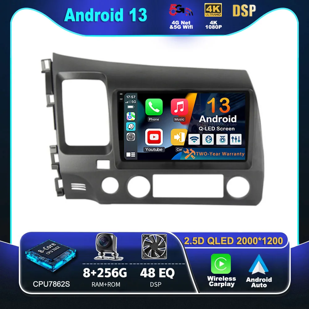 Android 13 Carplay Авто Авто Радио для Honda Civic 8 2005-2012 Мультимедийный плеер Навигация GPS 2 Din 4G Аудио Стерео головное устройство
Android 13 Carplay Авто Авто Радио для Honda Civic 8 2005-2012 Мультимедийный плеер Навигация GPS 2 Din 4G Аудио Стерео головное устройство