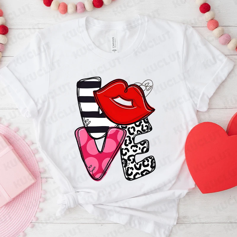 Women T-shirt Love Graphic Printed T Shirt Short Sleeve Tees Tshirt Valentine's Day Heart for Female Gift Aesthetic Clothing
Women T-shirt Love Graphic Printed T Shirt Short Sleeve Tees Tshirt Valentine's Day Heart for Female Gift Aesthetic Clothing