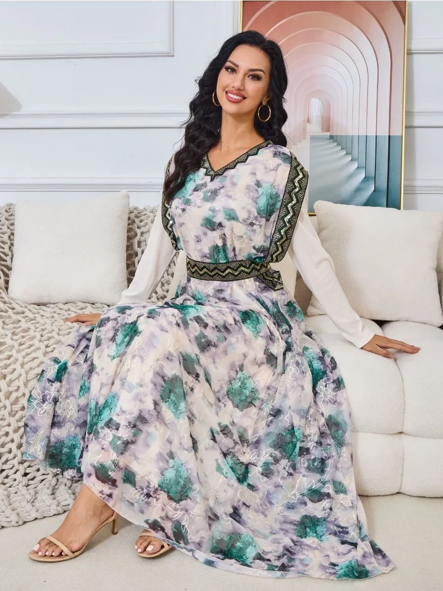 Eid Embroidery Muslim Party Dress for Women Ramadan Long Abaya Belt Morocco Kaftan Vestidos Largos Dubai Robe Jalabiya 2024
Eid Embroidery Muslim Party Dress for Women Ramadan Long Abaya Belt Morocco Kaftan Vestidos Largos Dubai Robe Jalabiya 2024