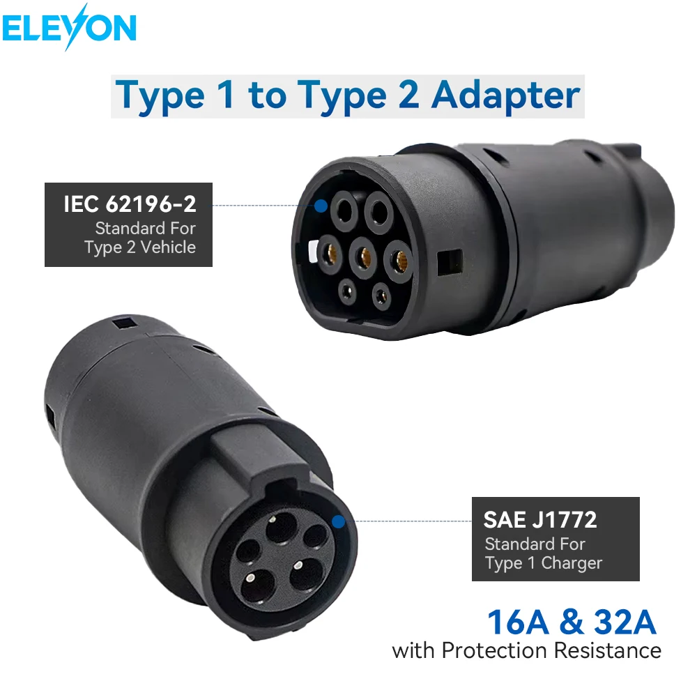 ELEVON EV Charger Type1 to Type2 EV Adapter With Dual Hock For Type2 Brand EV Charging Adaptor Convertor
ELEVON EV Charger Type1 to Type2 EV Adapter With Dual Hock For Type2 Brand EV Charging Adaptor Convertor