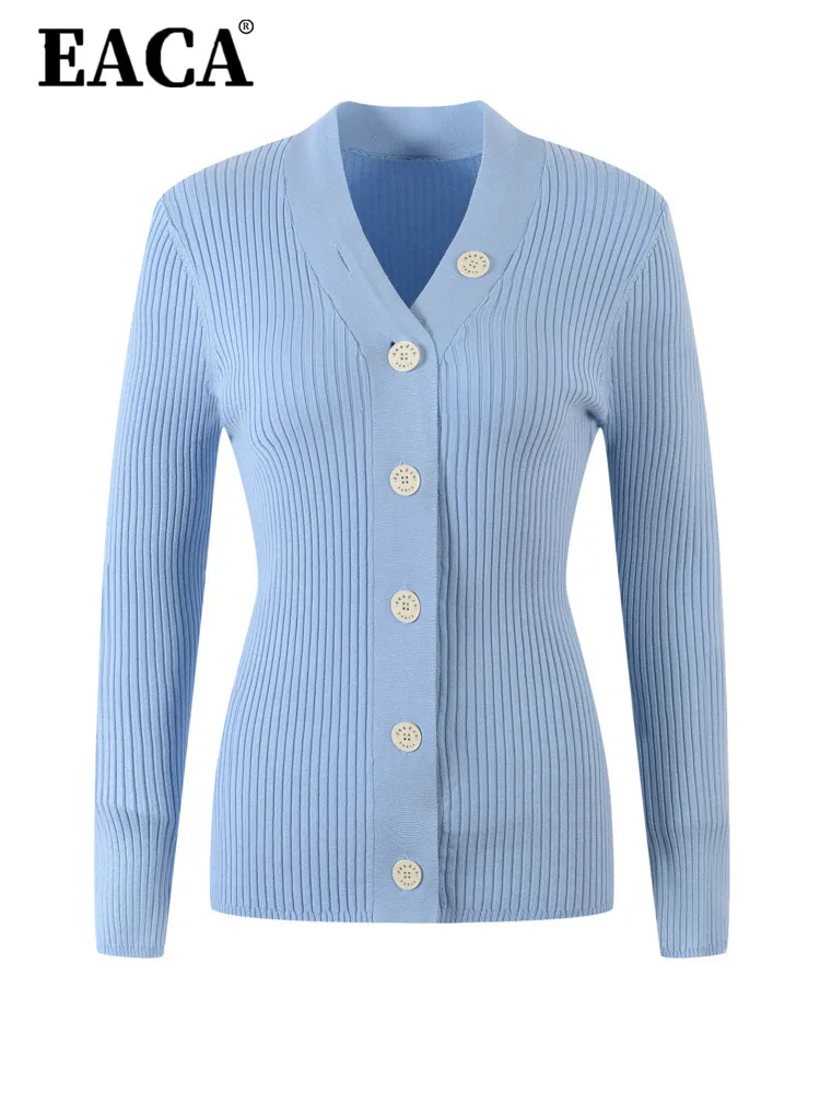 EACA 2024 Autumn And Winter New Long Sleeved V-neck Slimming Slim Fitting Inner Knitted Top Irregular Single Breasted Cardigan
EACA 2024 Autumn And Winter New Long Sleeved V-neck Slimming Slim Fitting Inner Knitted Top Irregular Single Breasted Cardigan