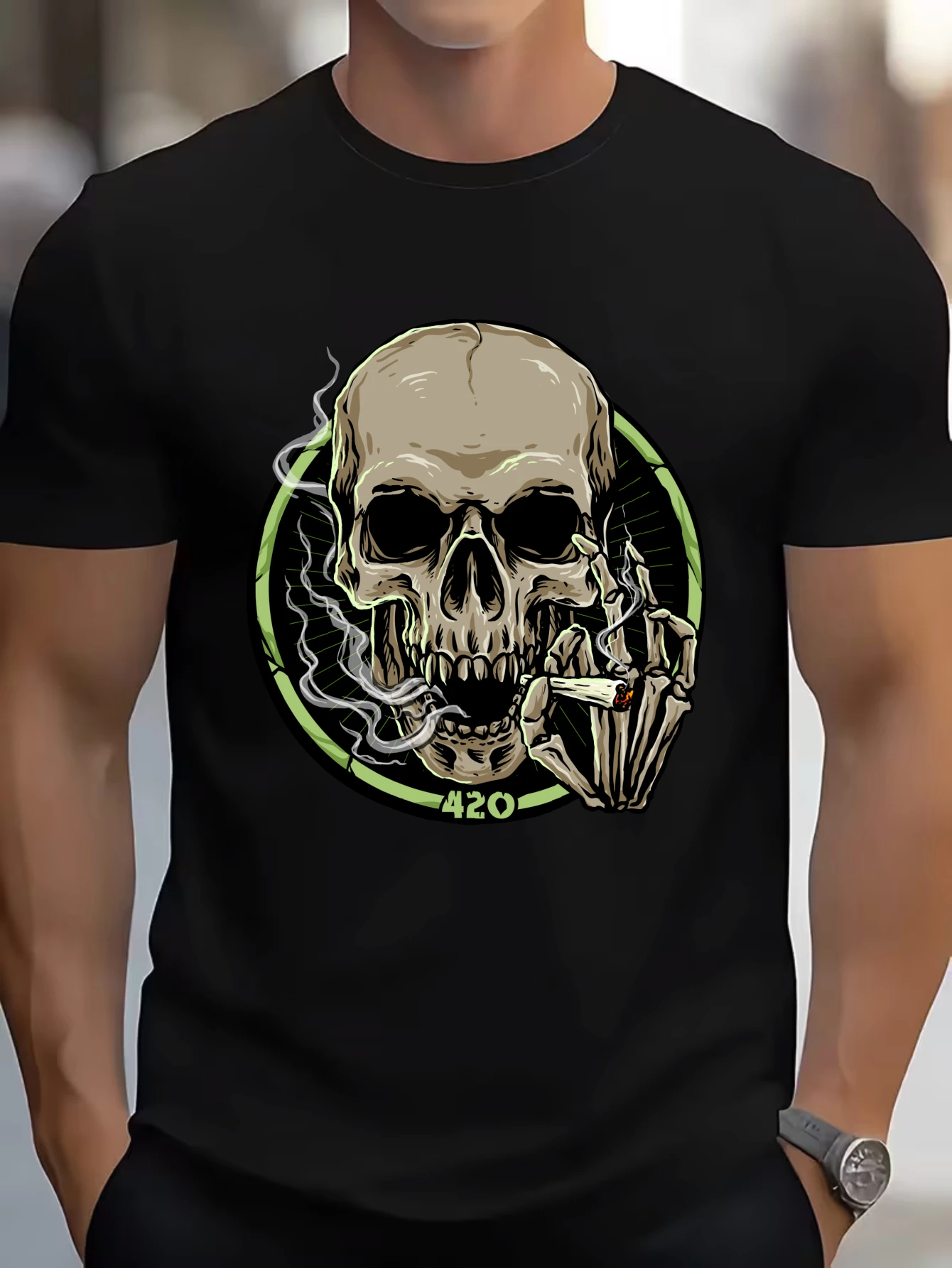 Retro Green Alien Skull Graphic T-Shirt for Men, Sci-Fi Gothic Short Sleeve Tee, Casual Alien Skull Print Tops
Retro Green Alien Skull Graphic T-Shirt for Men, Sci-Fi Gothic Short Sleeve Tee, Casual Alien Skull Print Tops