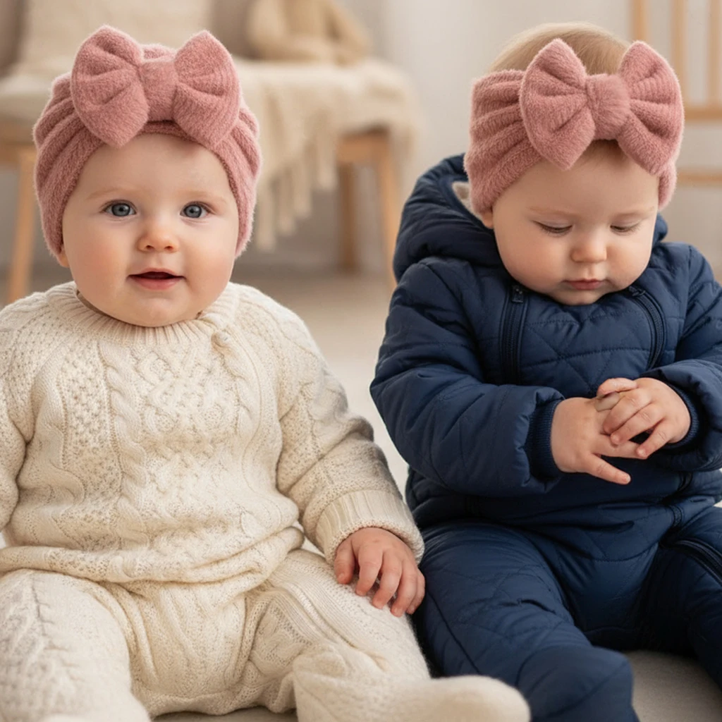 New Baby Plush Headband And Hat Set, Cute Bow Baby Two-Piece Set, Autumn And Winter Warm Headwear Set
New Baby Plush Headband And Hat Set, Cute Bow Baby Two-Piece Set, Autumn And Winter Warm Headwear Set