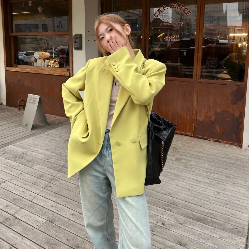 Korean Fashion Yellow Blazer 2024 Spring Women Double Breasted Suit Jacket Chic Outwear
Korean Fashion Yellow Blazer 2024 Spring Women Double Breasted Suit Jacket Chic Outwear