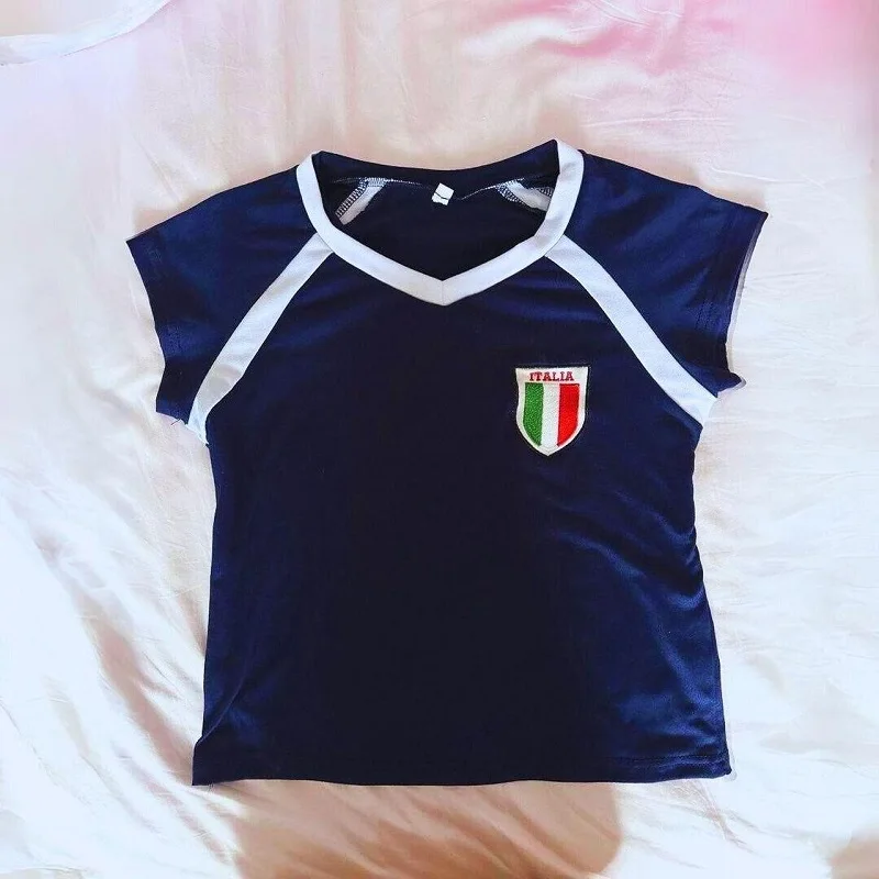 2024 Summer European and American New Women's Short Top T-shirt Retro Leisure Sports Short Sleeve Street Slim Fit T-shirt
2024 Summer European and American New Women's Short Top T-shirt Retro Leisure Sports Short Sleeve Street Slim Fit T-shirt