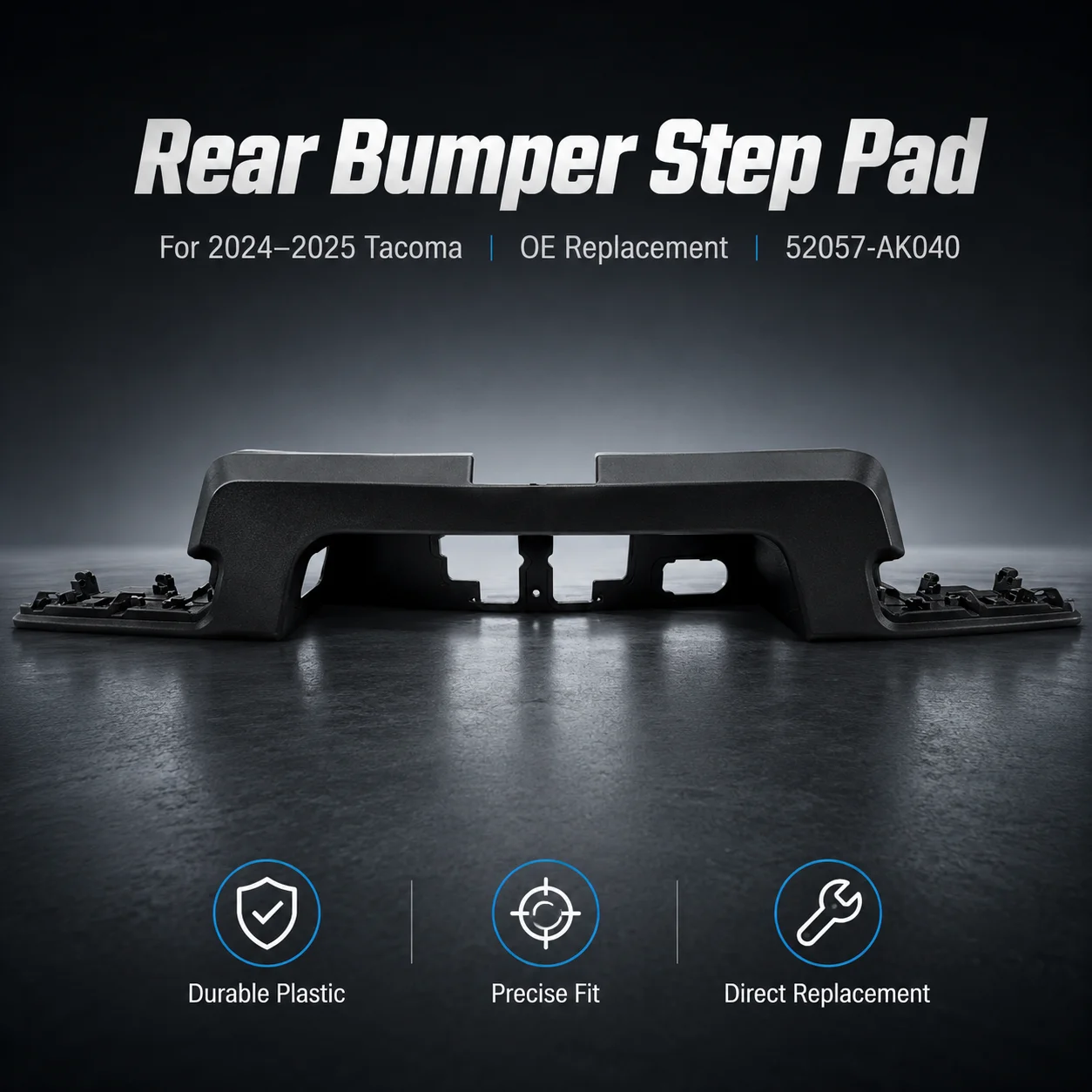 Black Plastic Rear Bumper Step Pad, Rear Mount Truck Step Replacement for Pickup Truck 2024‑2025
Black Plastic Rear Bumper Step Pad, Rear Mount Truck Step Replacement for Pickup Truck 2024‑2025