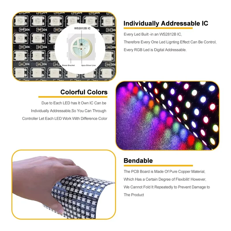 AONEQ-Programmable RGB LED Panel,WS2812B 8X32 Pixels Digital Flexible Dot Individually Addressable Display Screen
AONEQ-Programmable RGB LED Panel,WS2812B 8X32 Pixels Digital Flexible Dot Individually Addressable Display Screen