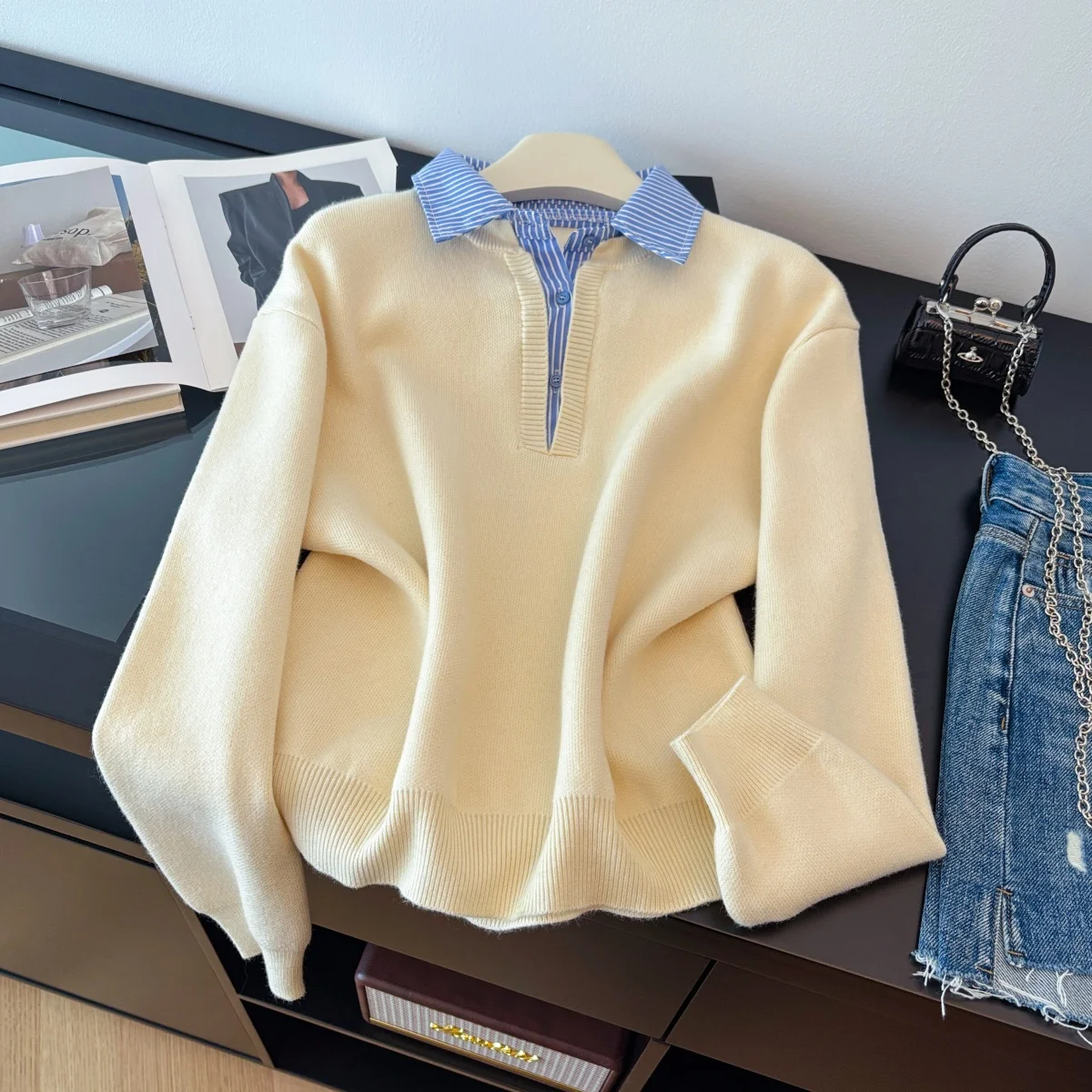 Women's Apricot Polo-Neck Pullover Sweater Vintage Preppy Style Jumper Knit Long Sleeves Cashmere Sweater Autumn 2000s Clothes
Women's Apricot Polo-Neck Pullover Sweater Vintage Preppy Style Jumper Knit Long Sleeves Cashmere Sweater Autumn 2000s Clothes