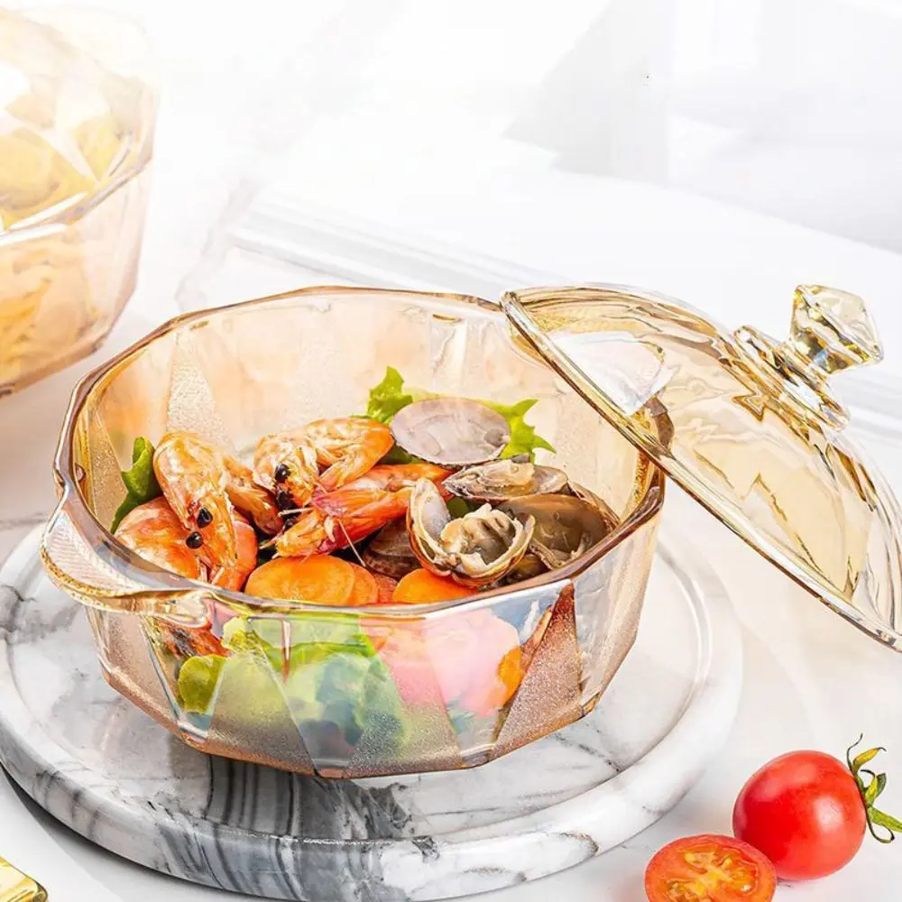 Fashion Amber Glass Soup Bowl Diamond Pattern Binaural Handle Instant Noodle Bowl with Lid Heat-resistant Salad Bowl Snack
Fashion Amber Glass Soup Bowl Diamond Pattern Binaural Handle Instant Noodle Bowl with Lid Heat-resistant Salad Bowl Snack