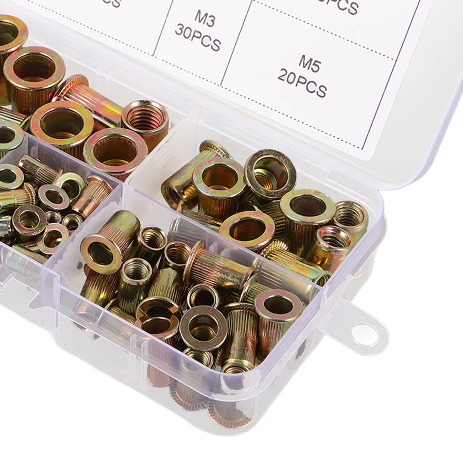 100pcs Rivet Nut Set M5 M8 Zinc Plated Carbon Steel Knurled Flat Head Threaded Insert For Blind Hole Fastening Hardware Tool Nut
100pcs Rivet Nut Set M5 M8 Zinc Plated Carbon Steel Knurled Flat Head Threaded Insert For Blind Hole Fastening Hardware Tool Nut