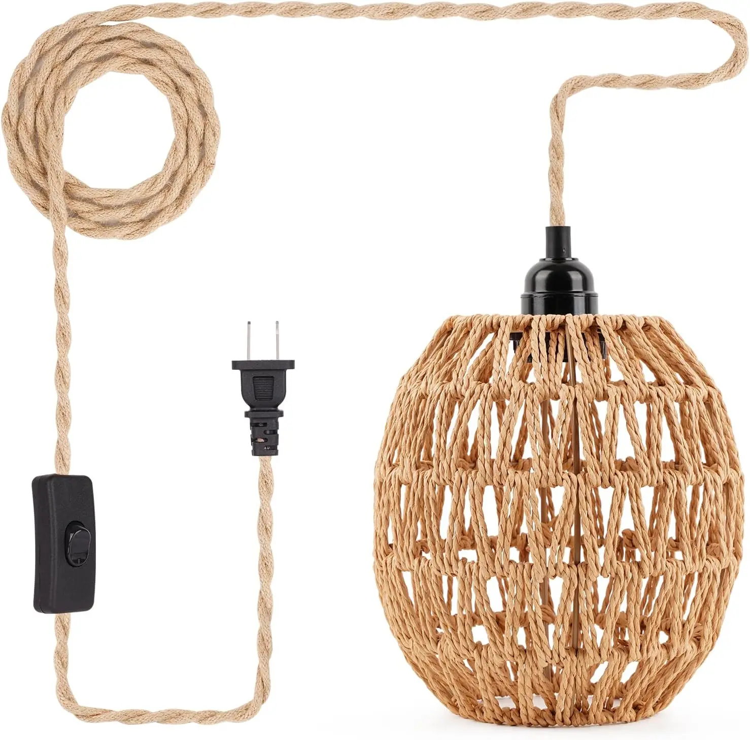 Plug-in Rattan Pendant Light, 15ft Cord, Boho Hanging Lamp for Bedroom Living Room
Plug-in Rattan Pendant Light, 15ft Cord, Boho Hanging Lamp for Bedroom Living Room