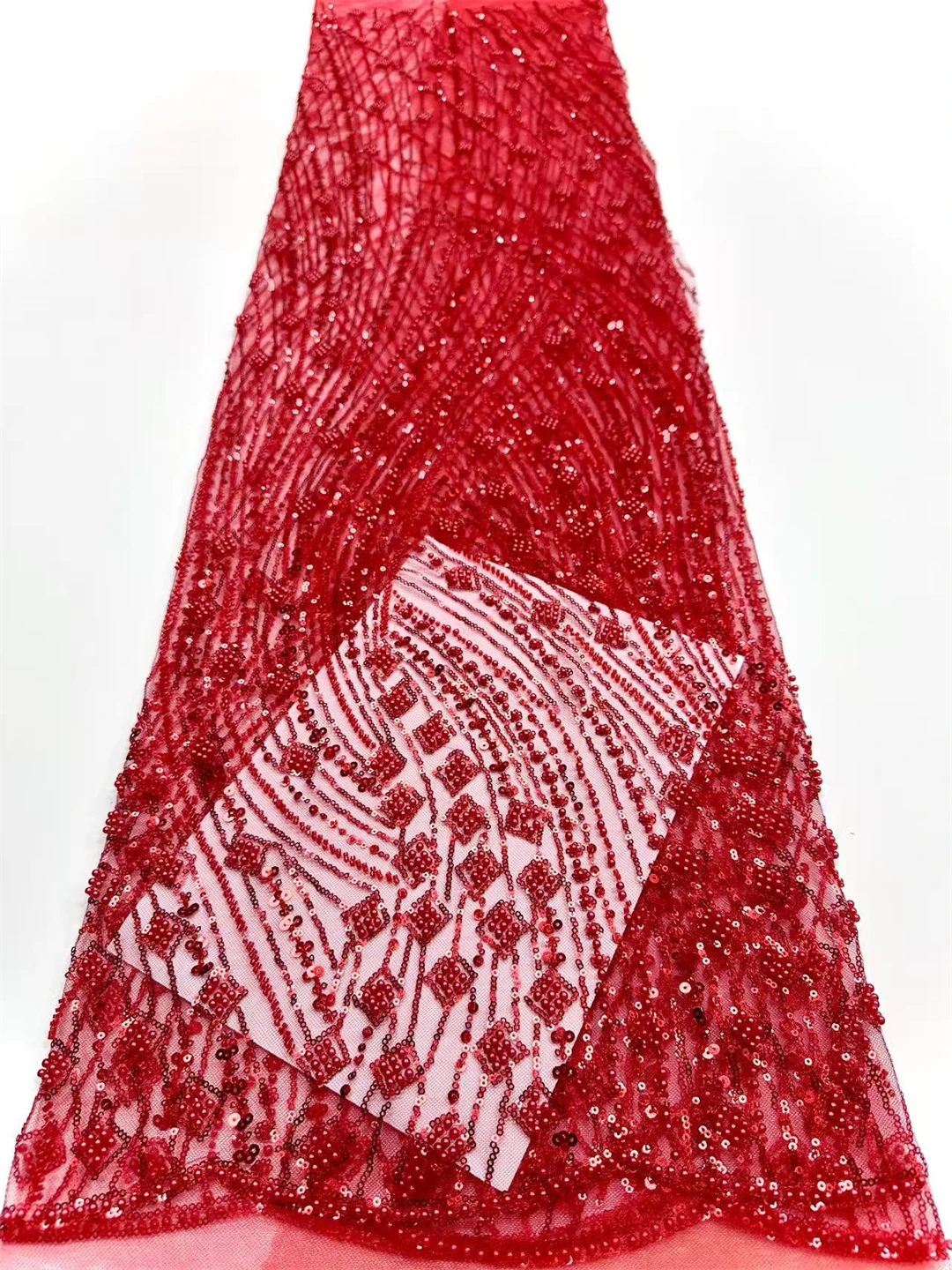 Carmine 5 Yards High-End Beaded Fabric with Heavy Sequins Embroidery Fashion French Tulle Mesh Lace for Wedding Dresses
Carmine 5 Yards High-End Beaded Fabric with Heavy Sequins Embroidery Fashion French Tulle Mesh Lace for Wedding Dresses