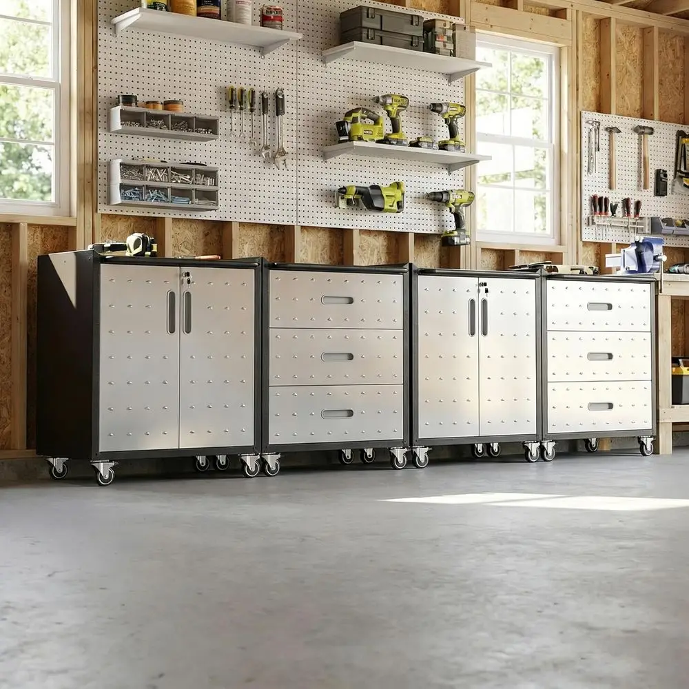 4-Drawer Heavy-Duty Steel Rolling Tool Chest with Lockable Doors and Adjustable Shelves for Mobile Workshop Storage and Garage O
4-Drawer Heavy-Duty Steel Rolling Tool Chest with Lockable Doors and Adjustable Shelves for Mobile Workshop Storage and Garage O