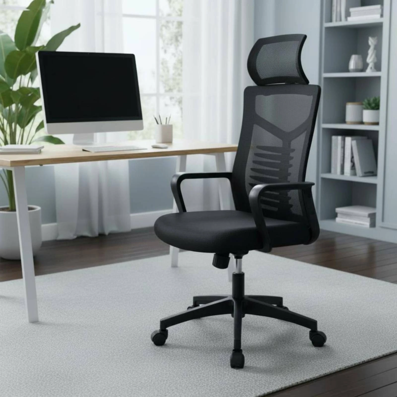 Mesh Office Chair Height-Adjustable Ergonomic High-Back Chair Workspace Seating Matte Black Wheeled Base for Students, Dorm Room
Mesh Office Chair Height-Adjustable Ergonomic High-Back Chair Workspace Seating Matte Black Wheeled Base for Students, Dorm Room