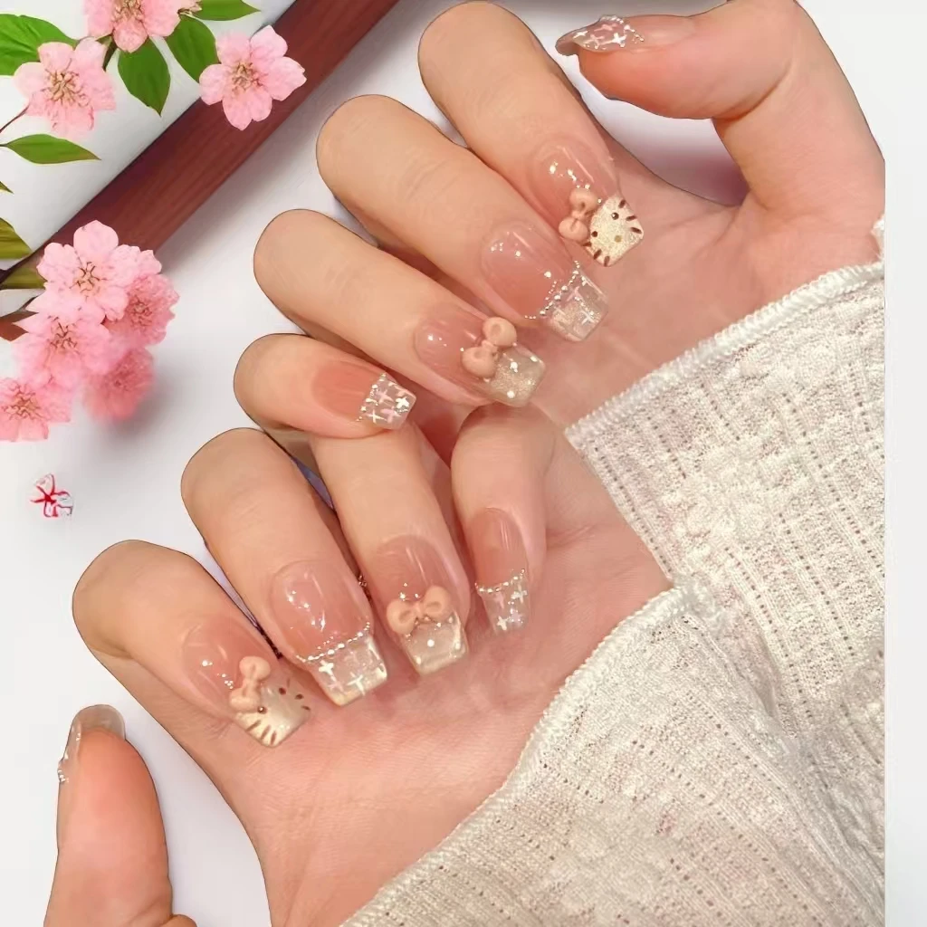 10PCS Sweet Cat Blush French Pink Cat-Eye Bow Short Press-On Nails With 4-PIECE Tools Super-Strong Nail Adhesive Tabs
10PCS Sweet Cat Blush French Pink Cat-Eye Bow Short Press-On Nails With 4-PIECE Tools Super-Strong Nail Adhesive Tabs