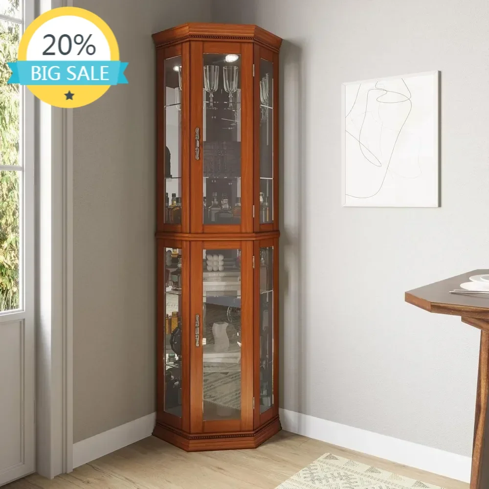 BestsellerLighted 3-Side Glass Display Curio Cabinet w/Tempered Glass Doors and Shelves, Accent Wooden Corner Cabinet with Bulb,
BestsellerLighted 3-Side Glass Display Curio Cabinet w/Tempered Glass Doors and Shelves, Accent Wooden Corner Cabinet with Bulb,