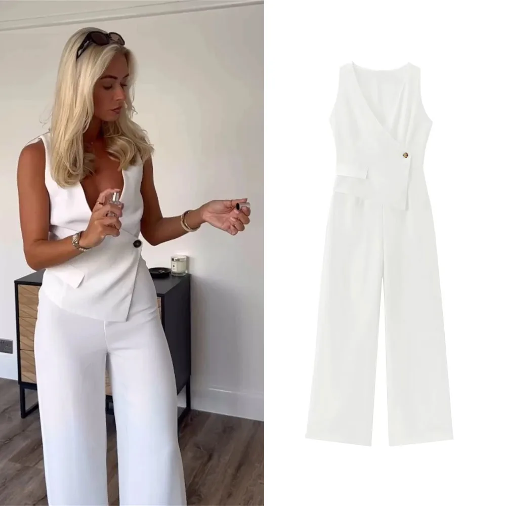PRINTKAOIR 2024 Women's Versatile Vest Style Jumpsuit V-Neck asymmetrical Crepe Button Design Commuting Temperament New
PRINTKAOIR 2024 Women's Versatile Vest Style Jumpsuit V-Neck asymmetrical Crepe Button Design Commuting Temperament New