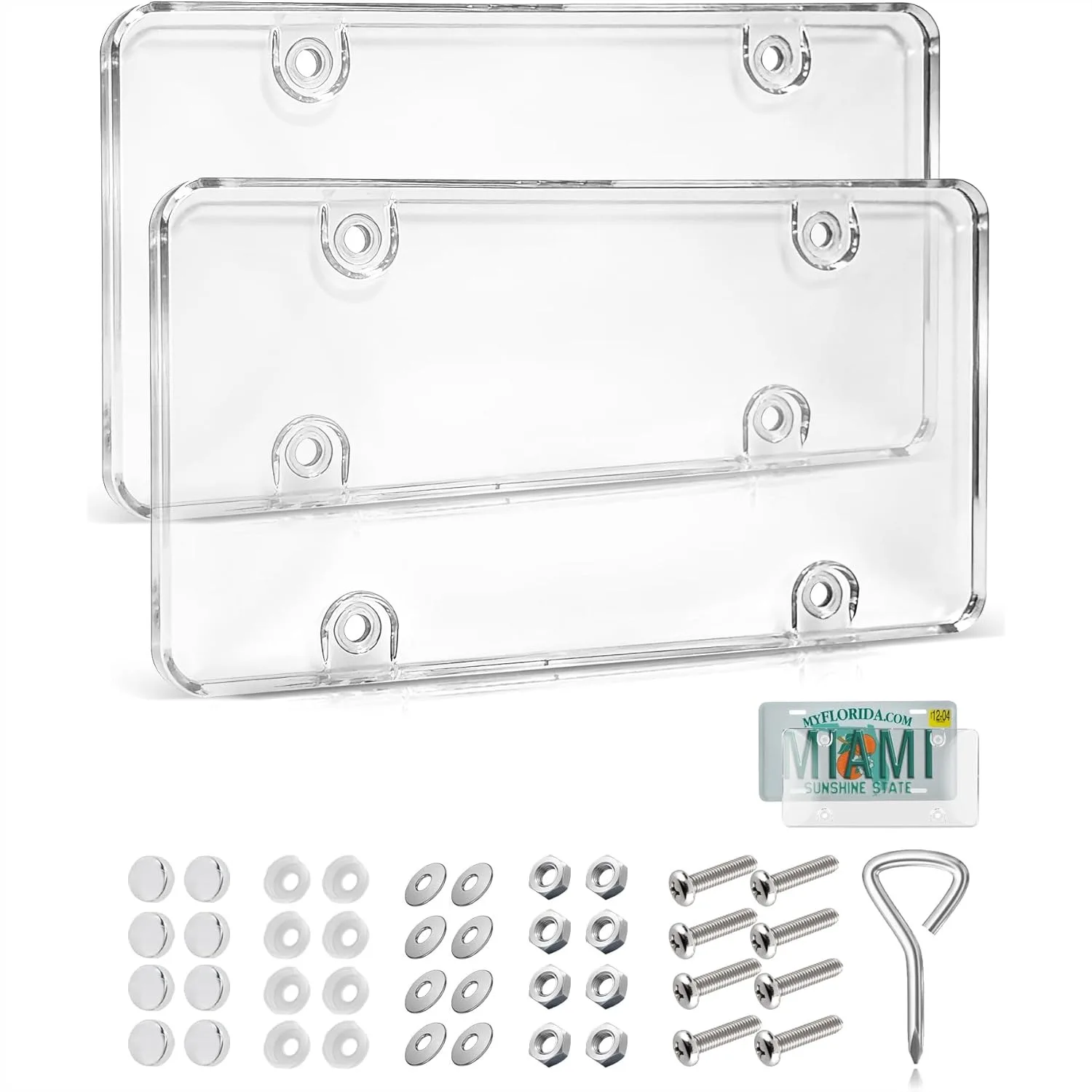 Clear License Plate Protector 2 Pack, Unbreakable Shields for SUV Sedan Truck Trailer with Mounting Screw Caps
Clear License Plate Protector 2 Pack, Unbreakable Shields for SUV Sedan Truck Trailer with Mounting Screw Caps