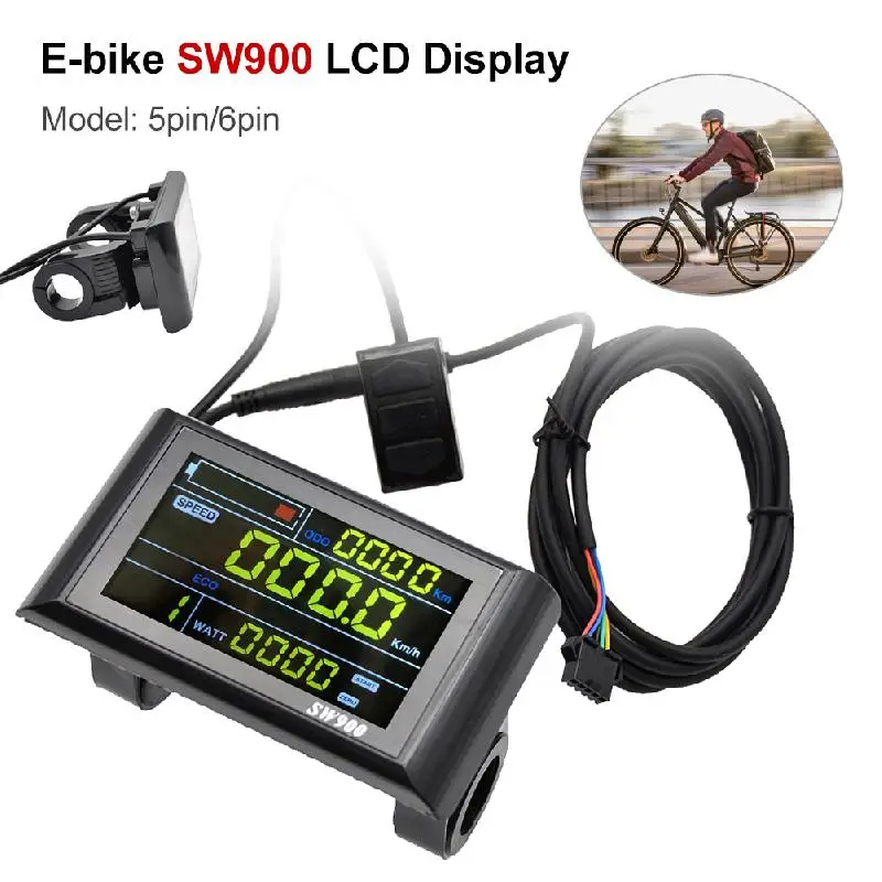 E-bike SW900 LCD Display Speed Control Panel 24-60V 5/6pin Adapter Cable Electric Scooter Bicycle LCD Display Cycling Accessory
E-bike SW900 LCD Display Speed Control Panel 24-60V 5/6pin Adapter Cable Electric Scooter Bicycle LCD Display Cycling Accessory