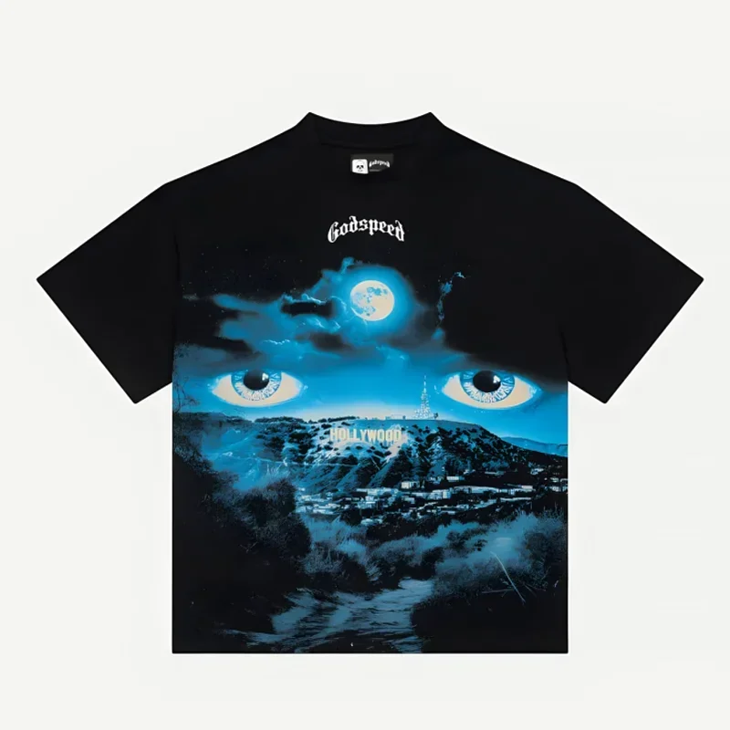 25SS GOD SPEED Tee Eye Moon Print Summer High Quality Cotton Men's Women's Casual Loose Short Sleeve T-shirt
25SS GOD SPEED Tee Eye Moon Print Summer High Quality Cotton Men's Women's Casual Loose Short Sleeve T-shirt