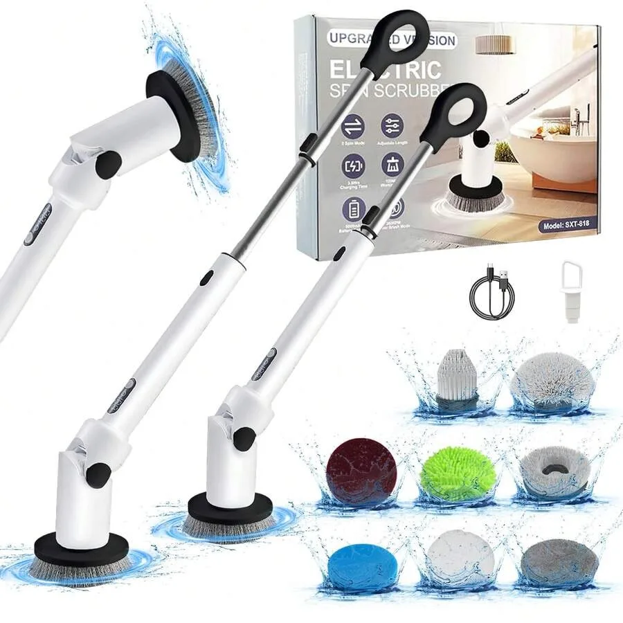 Electric Bathroom Cleaning Brush, Cordless Spin Scrubber Full Body Waterproof IPX7 With Adjustable Handle, 8 Replaceable Brush
Electric Bathroom Cleaning Brush, Cordless Spin Scrubber Full Body Waterproof IPX7 With Adjustable Handle, 8 Replaceable Brush