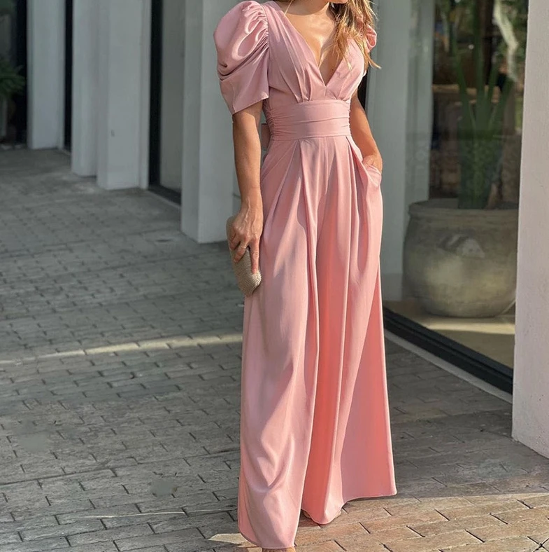 Backless Jumpsuits for Women New Casual Bubble Sleeves Solid Color Wide Leg Jumpsuit Women Fashion Elegant One Pieces Bodysuits
Backless Jumpsuits for Women New Casual Bubble Sleeves Solid Color Wide Leg Jumpsuit Women Fashion Elegant One Pieces Bodysuits