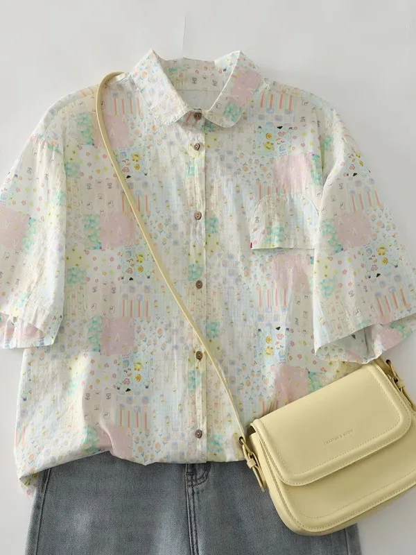 Женская свободная повседневная универсальная дышащая удобная хлопковая блузка с цветочным принтом в стиле ретро, весенне-летняя блузка
Женская свободная повседневная универсальная дышащая удобная хлопковая блузка с цветочным принтом в стиле ретро, весенне-летняя блузка