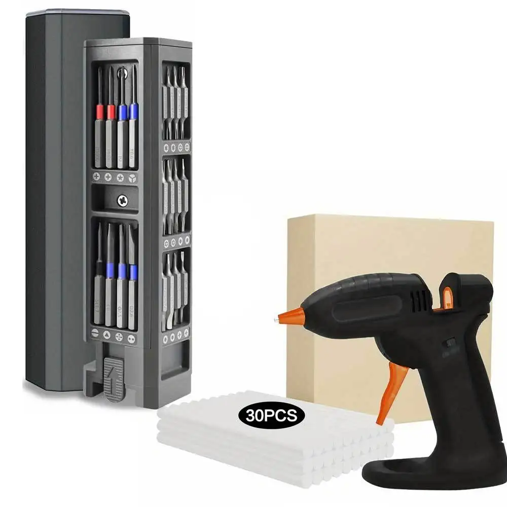 Cordless Hot Glue Gun (Fast-Heat, Portable). Paired with Precision Screwdriver Set (30/44/71pcs, Magnetic), Perfect for DIY Bonding & Electronics Repair.
Cordless Hot Glue Gun (Fast-Heat, Portable). Paired with Precision Screwdriver Set (30/44/71pcs, Magnetic), Perfect for DIY Bonding & Electronics Repair.