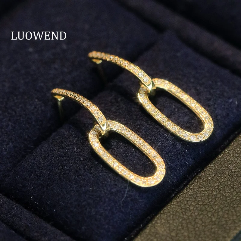 LUOWEND 100% 18K White or Yellow Gold Earrings Real Natural Diamond Drop Earrings for Women Fashion Design High Party Jewelry
LUOWEND 100% 18K White or Yellow Gold Earrings Real Natural Diamond Drop Earrings for Women Fashion Design High Party Jewelry