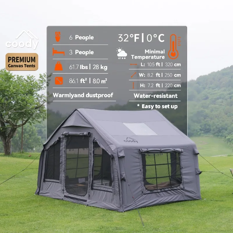 YTYIN Coody 8.0 Air Tent-Gray Outdoor Glamping High Quality Camping Outdoor Inflatable Air Tent
YTYIN Coody 8.0 Air Tent-Gray Outdoor Glamping High Quality Camping Outdoor Inflatable Air Tent