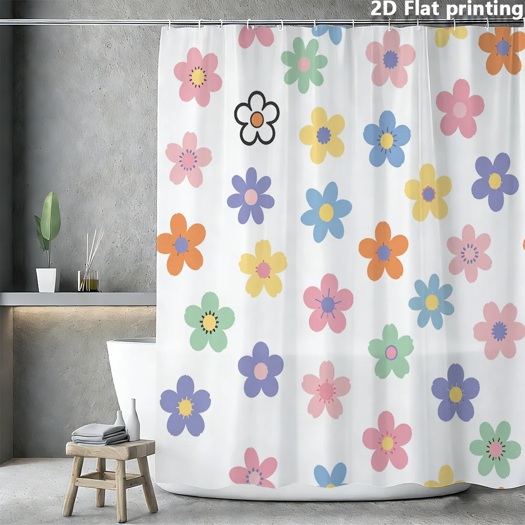 Cute Floral Shower Curtain Hooks Pastel Flowers Pink Blue Yellow Orange Green White Polyester Metal Grommets Washable
Cute Floral Shower Curtain Hooks Pastel Flowers Pink Blue Yellow Orange Green White Polyester Metal Grommets Washable