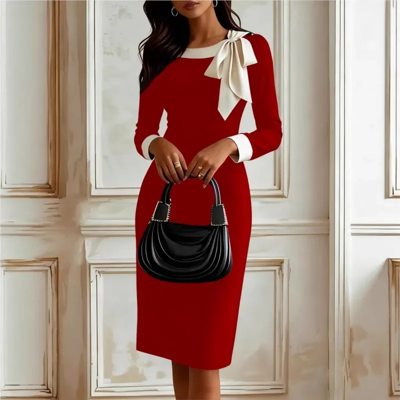 Сексуальное элегантное тонкое облегающее платье на бедрах с бантом и круглым вырезом с длинным рукавом в стиле пэчворк, однотонные платья, модное вечернее платье до колена
Сексуальное элегантное тонкое облегающее платье на бедрах с бантом и круглым вырезом с длинным рукавом в стиле пэчворк, однотонные платья, модное вечернее платье до колена