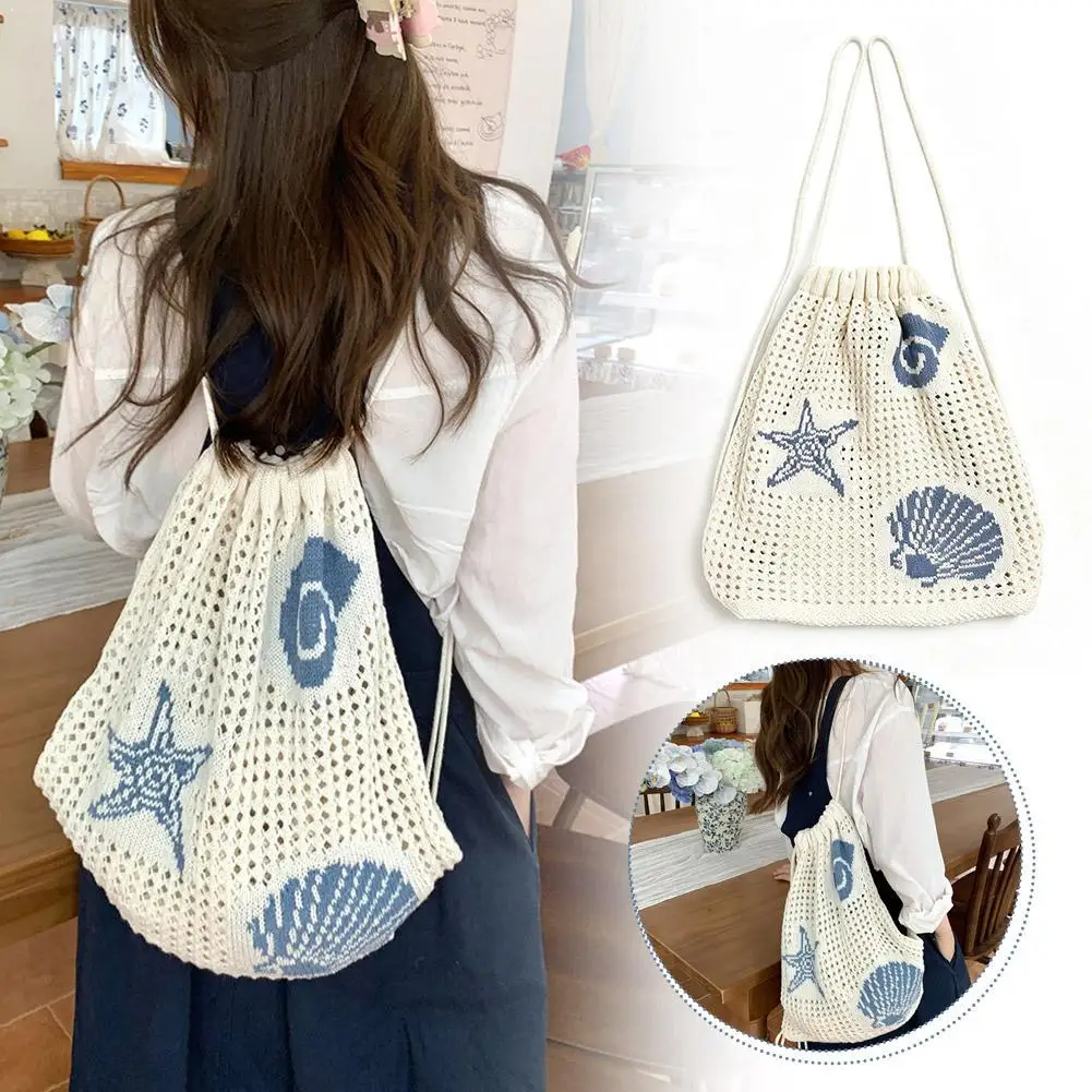 Starfish Shell Print Knitting Shoulder Bag Hollow Lightweight Backpack Beach Travel Shoulder Bag for Summer,Beach,Vacation
Starfish Shell Print Knitting Shoulder Bag Hollow Lightweight Backpack Beach Travel Shoulder Bag for Summer,Beach,Vacation