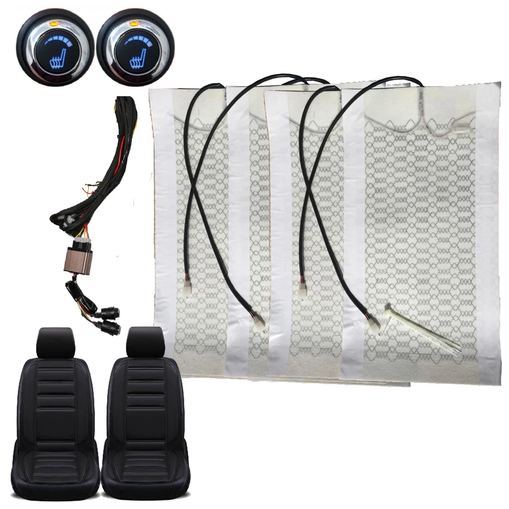 12V Universal Car Covers 2 Seats 4 Pads Carbon Fiber Heated Seat Heater heating 6 Level Switch Winter Warmer
12V Universal Car Covers 2 Seats 4 Pads Carbon Fiber Heated Seat Heater heating 6 Level Switch Winter Warmer