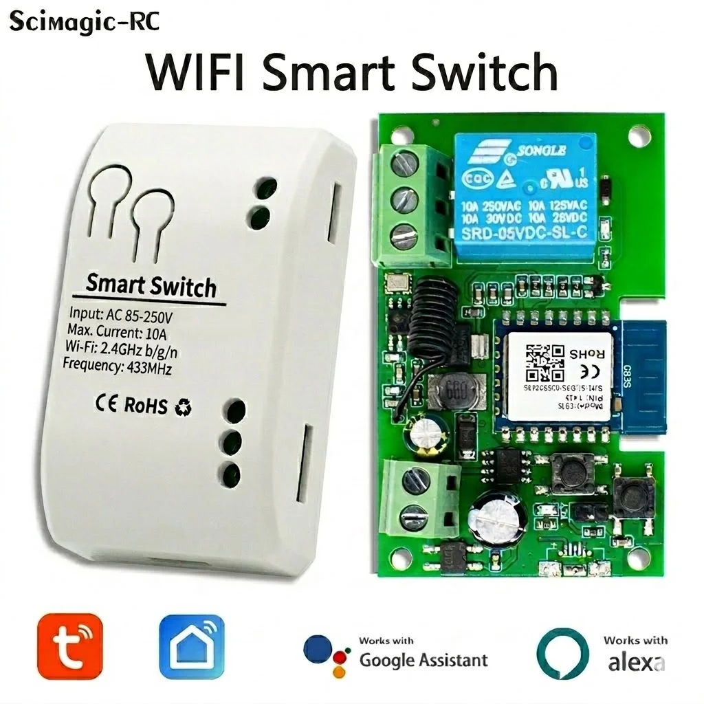 Модуль умного Wi-Fi выключателя Tuya 12В 32В 220В с радиоуправлением RF 433, 1-канальное сухое реле для Alexa, Google Home, Smart Life
Модуль умного Wi-Fi выключателя Tuya 12В 32В 220В с радиоуправлением RF 433, 1-канальное сухое реле для Alexa, Google Home, Smart Life