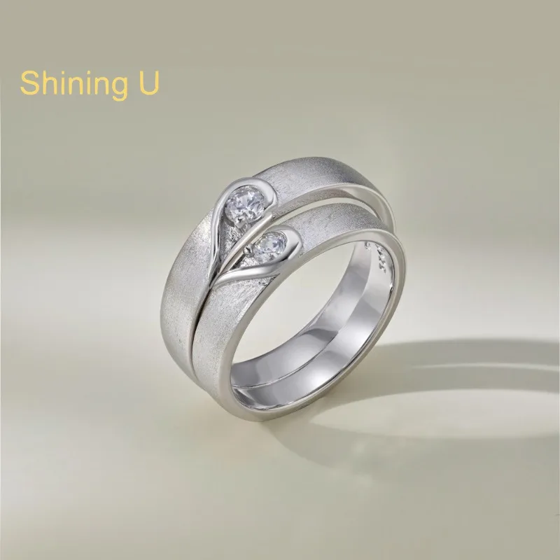 Shining U S925 Silver Heart Symmetric Design Couple Ring for Women Men Fine Jewelry Anniversary
Shining U S925 Silver Heart Symmetric Design Couple Ring for Women Men Fine Jewelry Anniversary