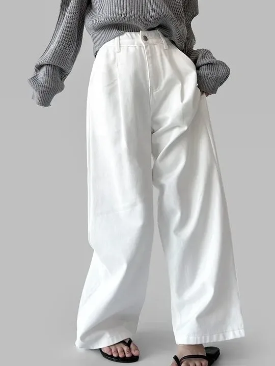 Шикарные широкие джинсы с высокой талией, женские модные дизайнерские плиссированные утягивающие брюки длиной до пола, осенние новые белые брюки
Шикарные широкие джинсы с высокой талией, женские модные дизайнерские плиссированные утягивающие брюки длиной до пола, осенние новые белые брюки