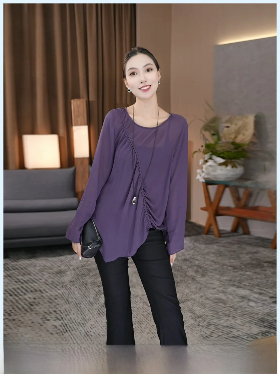 Zozo Home Cold Frosted Pleated Top Cus Dyeing Regular Fit Long Sve round Ne Thin Summer T-irt for Women Commute Sle
Zozo Home Cold Frosted Pleated Top Cus Dyeing Regular Fit Long Sve round Ne Thin Summer T-irt for Women Commute Sle