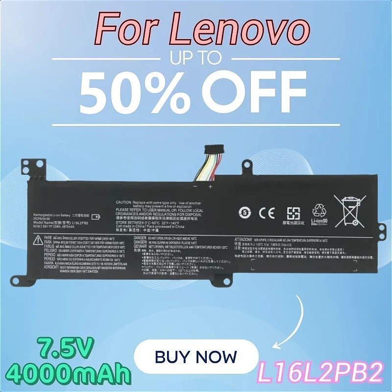 7.5V 4000mAh Laptop Battery L16L2PB2 for Lenovo IdeaPad 5000 320-15IKB 320-15IAP/AST/ABR 320-14
7.5V 4000mAh Laptop Battery L16L2PB2 for Lenovo IdeaPad 5000 320-15IKB 320-15IAP/AST/ABR 320-14